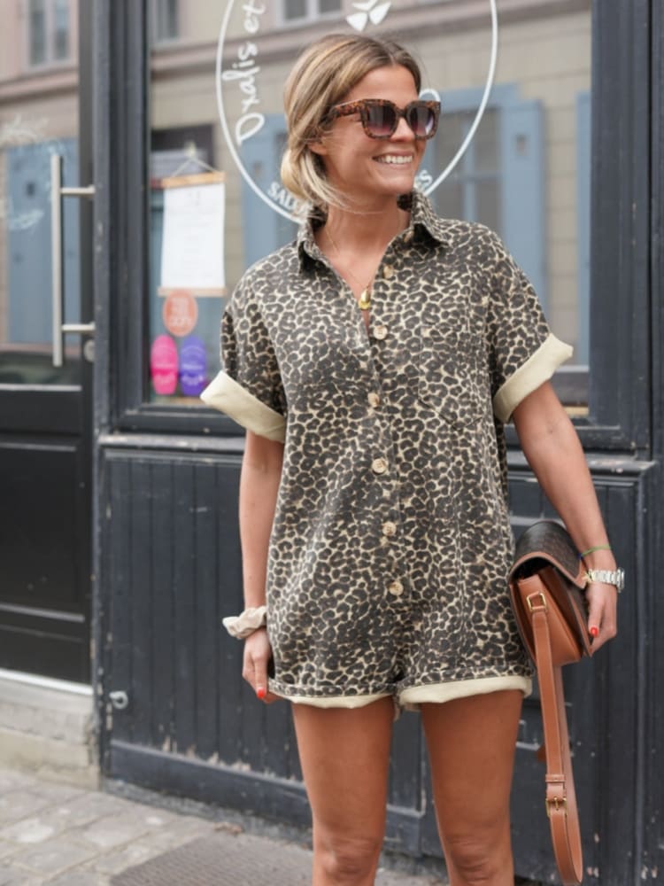 Nonette - Shirt Dress with Leopard Print